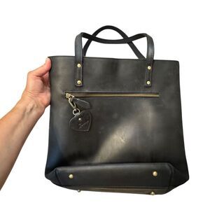 S-Zone Women’s Black Cowhide Leather Tote Shoulder Bag Messenger Bag